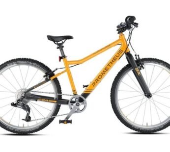 PROMETHEUS BIKES PRO Premium vaikiškas dviratis, 24 col., itin lengvas, 8 pavarų SRAM, oranžinė / juoda, nuo 7 metų